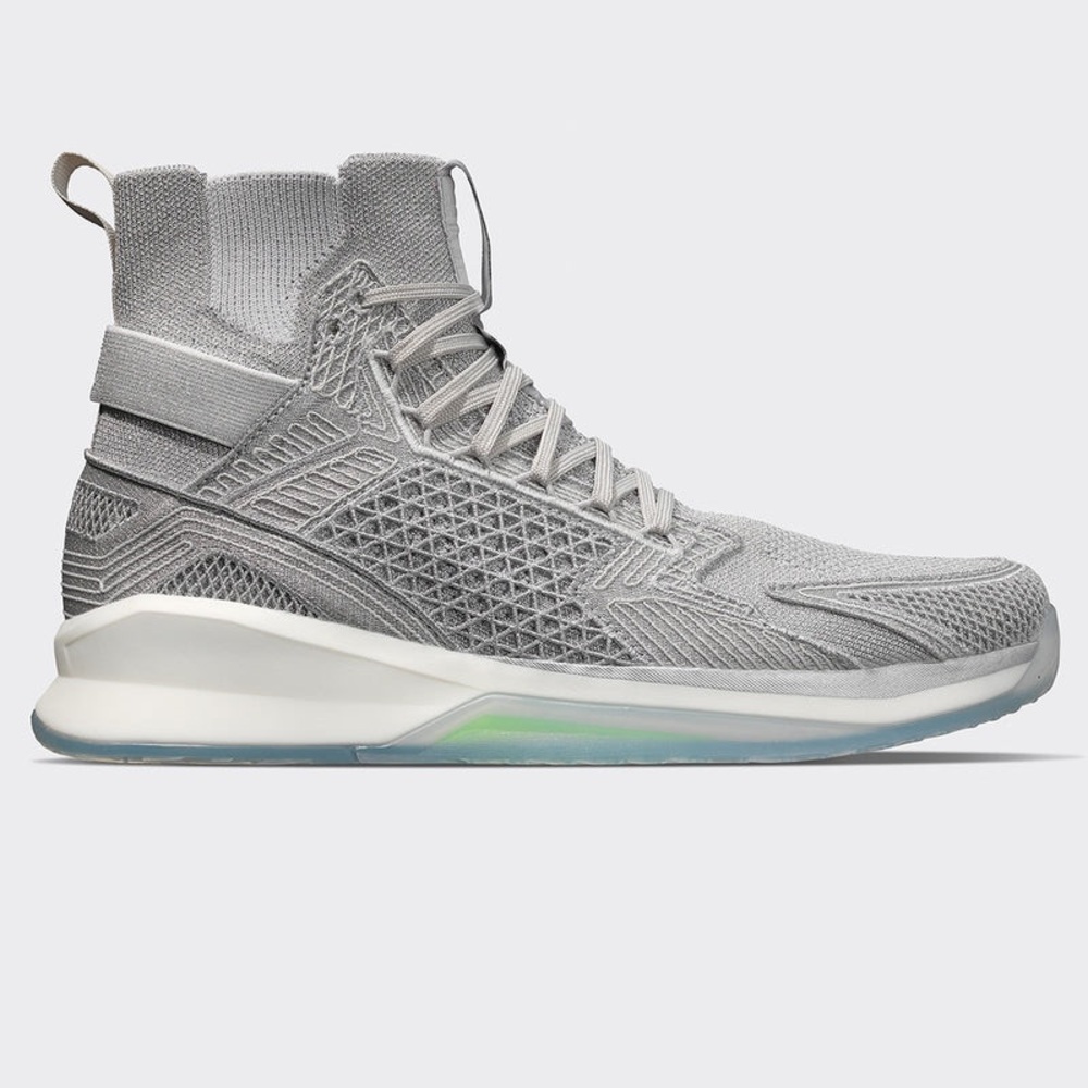 Light Gray Knit High-Top Athletic Sneakers for Men (Size up for fit!)